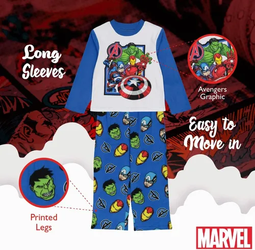 Miniatura 4 de Marvel Conjunto de 2 piezas de ajuste holgado para niños, pijama de superhéroe, suave y lindo para niños