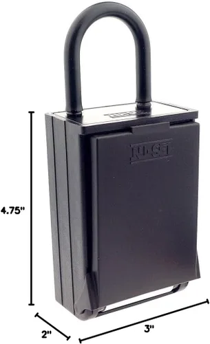 Miniatura 4 de NU-SET 2080-3 Caja de seguridad con combinación de botón para guardar llaves/tarjetas con grillete para colgar, color negro