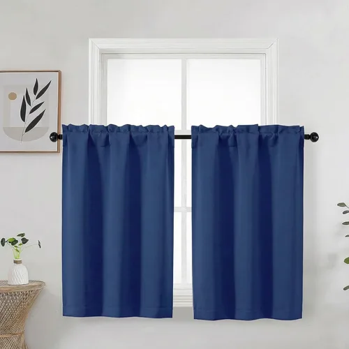 Miniatura 24 de Aqua Cafe - Juego de 2 paneles de cortinas opacas de 24 pulgadas de largo, con aislamiento térmico suave y sólido, para ventanas de baño, sótano