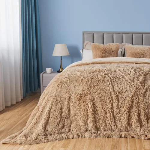 Miniatura 65 de GONAAP Manta de Tiro de Piel Sintética Mullida Tamaño Twin Rosa Claro Súper Suave Acogedora Felpa Mullida Lanuda para Sofá, Sillón o Cama