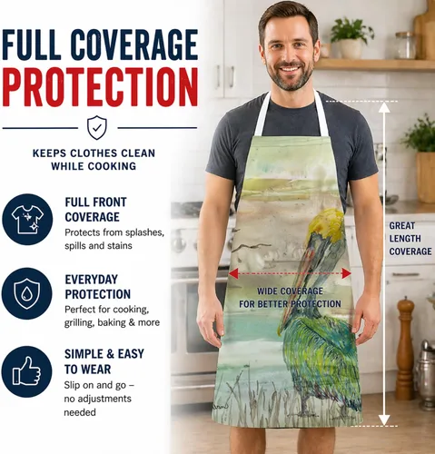 Miniatura 4 de Caroline's Treasures SC2012APRON Pelican Sunset Delantal de cocina, servidor de cocina, horneado, manualidades, jardinería para adultos, mujeres