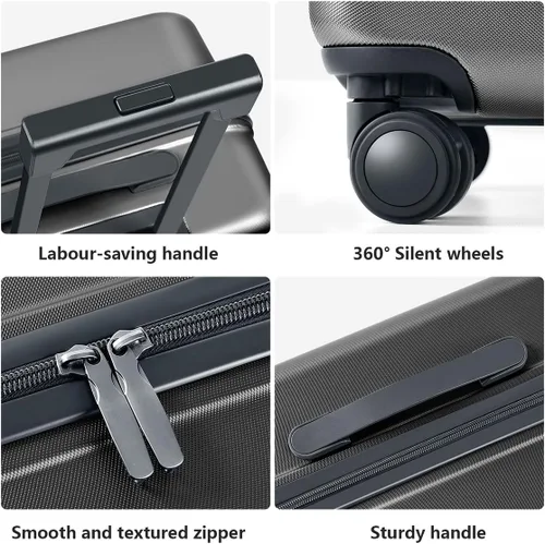 Miniatura 7 de AnyZip Maletas de equipaje con ruedas giratorias PC+ABS Hardshell TSA Lock, gris oscuro
