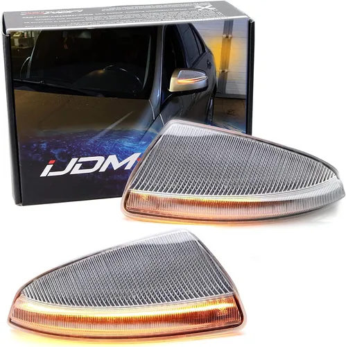 iJDMTOY Kit de montaje de luces intermitentes con lente semirransparente y secuencial dinámica, intermitente/flujo lateral para espejo lateral