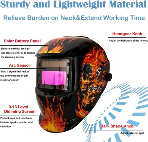 Miniatura 2 de Casco de soldadura con oscurecimiento automático: capucha solar de color verdadero BESTCLUB con rango de sombra ajustable 4/9-13 para máscara
