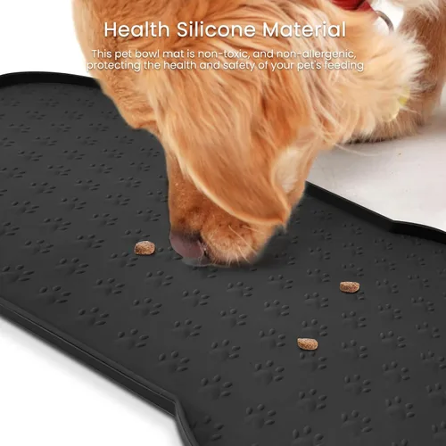 Miniatura 6 de PWTAA Tapete para Comida de Perros Antideslizante de Silicona, Tapete para Tazón de Perro más Grueso, Mantel Individual para Mascotas Impermeable