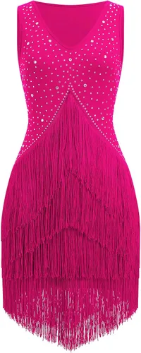 Miniatura 10 de Vestido de baile latino con flecos de borlas de diamantes de imitación para mujeres, trajes de baile de salón de competición, vestidos de tango
