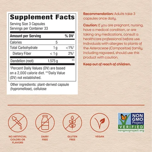 Miniatura 6 de Nature 's Way - Raíz de diente de león, de 525 mg. 100 cápsulas, 12300, 100, 1, 1