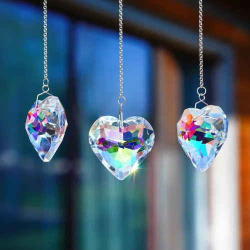 Miniatura 5 de H&D HYALINE & DORA 50mm Geometría Cristal Corazón Atrapasueños Prismas Colgantes con Prisma de Vidrio Fabricante de Arcoíris para Ventanas, Balcón