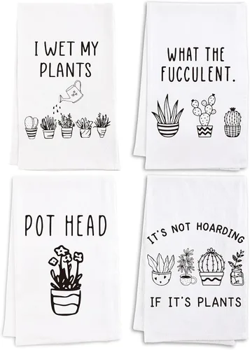 Regalos de plantas Vastsea para mujeres jardineras - divertido juego de paños de cocina con plantas de 4, regalos únicos de casa para inauguración