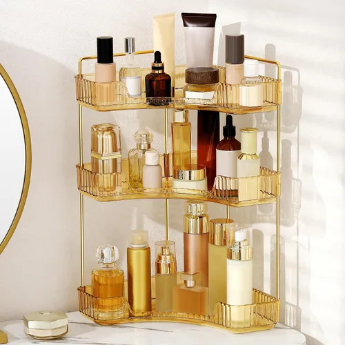 Miniatura 9 de Organizador de esquina para encimera de baño, estante de baño, organizador de maquillaje para tocador, bandeja de perfume para almacenamiento en Azul