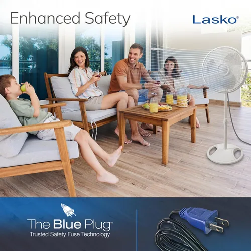 Miniatura 8 de Lasko Ventilador oscilante de pedestal – Ventilador de pie para dormitorio, sala de estar y oficina en casa – Altura ajustable – 3 velocidades