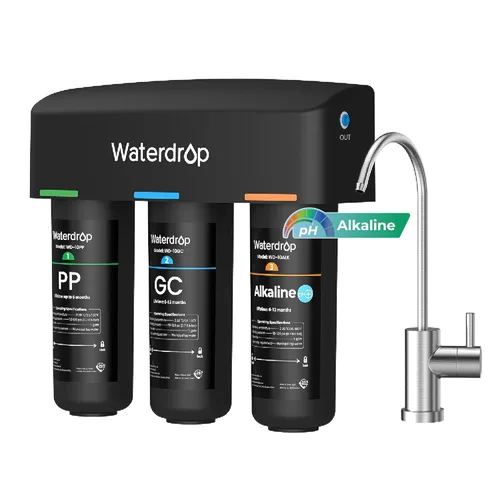 Waterdrop TSB-ALK - Sistema de filtro de agua ligeramente alcalino de 8 capas para debajo del fregadero, reduce PFAS, PFOA/PFOS, fluoruro, cloro,