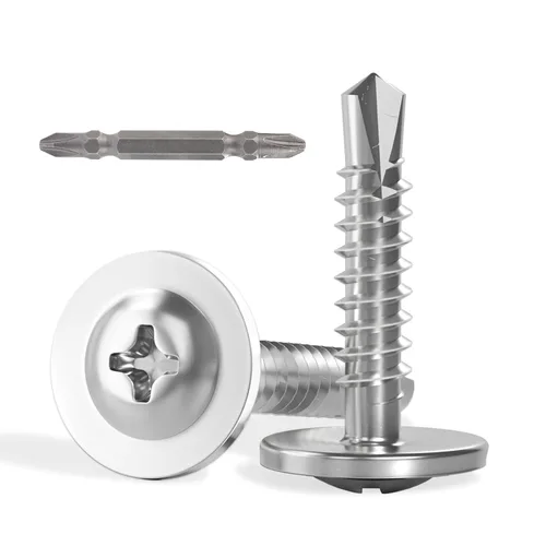 Miniatura 9 de VGBUY 170 tornillos autoperforantes para metal, tornillos autorroscantes de chapa metálica de acero inoxidable 410 #10 x 3/4 pulgadas, tornillos