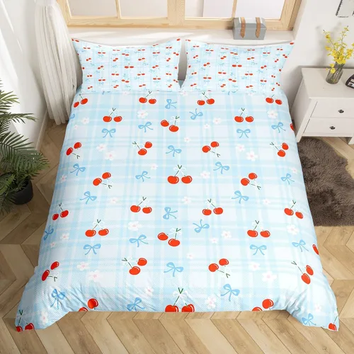 Miniatura 41 de Juego de funda de edredón con lazo de dibujos animados para niños, tamaño individual, juego de ropa de cama de mariquita, escarabajo, insecto