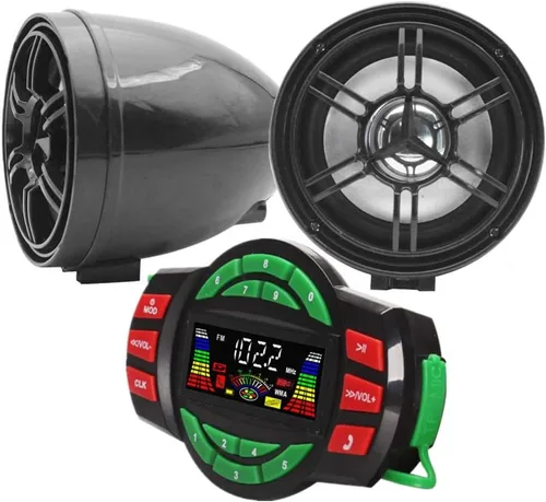 XYC UTV ATV Amplificador Bluetooth Sistema de sonido Altavoces manos libres FM Sistema de audio USB Estéreo de 3 pulgadas Altavoces de 12 V para
