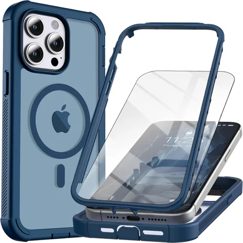 Miniatura 25 de Funda magnética para iPhone 13 Pro Max, protector de pantalla, compatible con MagSafe, protección contra caídas de grado militar, protección