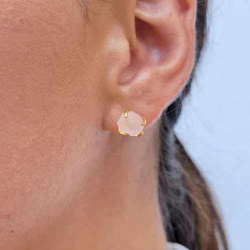 Miniatura 26 de Aretes de piedra preciosa natural en bruto con oro amarillo sobre plata de ley 925, 6 a 0.276 in, regalo de piedra de nacimiento de calidad genuina