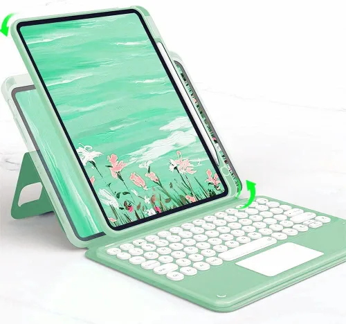 Miniatura 12 de Funda con teclado para iPad mini6 con panel táctil horizontal o vertical, magnética, desmontable, teclado BT transparente para iPad Mini 6ª Azul