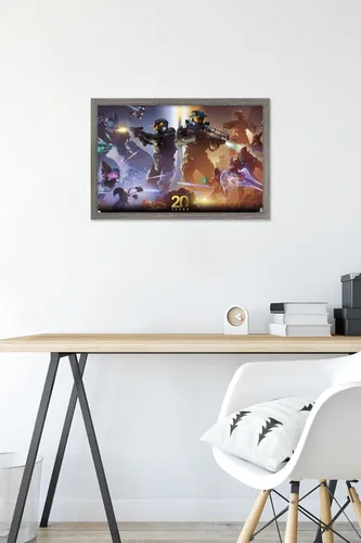 Miniatura 6 de Halo - Póster de pared de 20 años, 22.4 pulgadas de largo x 14.7 pulgadas de ancho, versión enmarcada de madera de granero