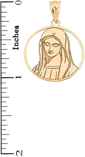 Miniatura 2 de Colgante milagroso de oro amarillo certificado de 14 quilates con nombre personalizado de la Virgen María