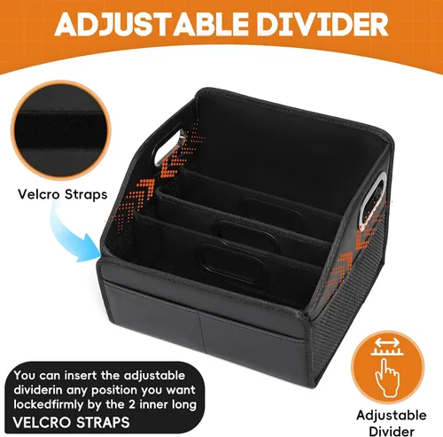 Miniatura 2 de Organizador de Almacenamiento de Automóvil Reforzado Divisible Cesta Caddy de Cuero para Piso entre Asiento Delantero y Trasero Mango Esmerilado
