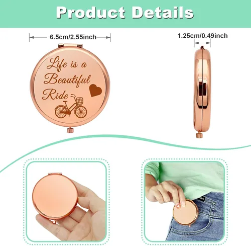 Miniatura 4 de Regalo de ciclismo para niña, espejo de maquillaje compacto, para amantes de la bicicleta, regalo para mujeres, amigas, regalo de bicicleta