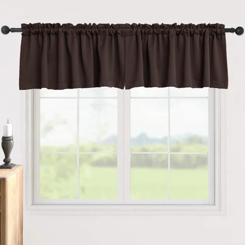 Miniatura 6 de Pickluc Cortinas opacas con cenefa de 18 pulgadas de largo, cortinas cortas con bolsillo para barra para ventana de cocina, baño, sala de estar