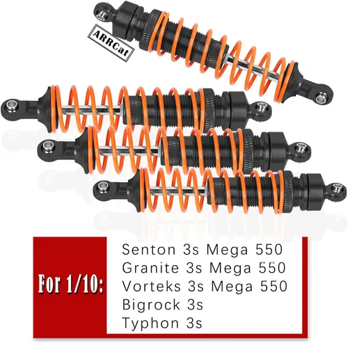 Miniatura 2 de 4 piezas de amortiguadores delanteros y traseros de aluminio completo para camión 1/10 Big Rock/Senton 550/Granite 550/Vorteks 550 4X4, 1/10 Typhon