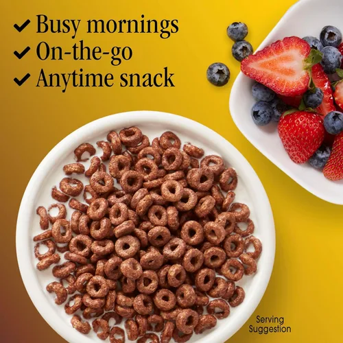 Miniatura 7 de Chocolate Cheerios, Cereal de desayuno sin gluten saludable para el corazón, hecho con avena de grano entero, tamaño familiar, 19.2 onzas