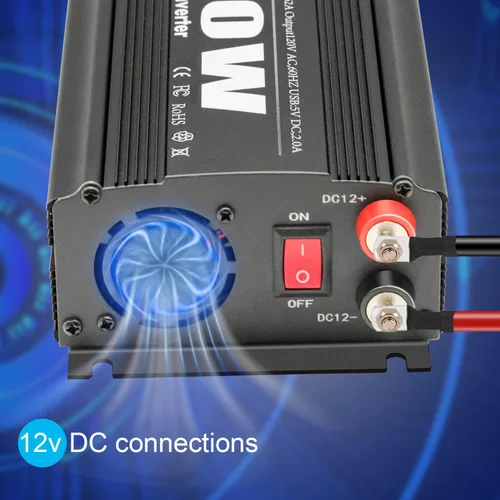 Miniatura 4 de 600W Inversor de corriente CC 12V a CA (2 tomas) 110V Cargador de coche Adaptador convertidor del inversor con puertos de carga USB duales de 4.2A