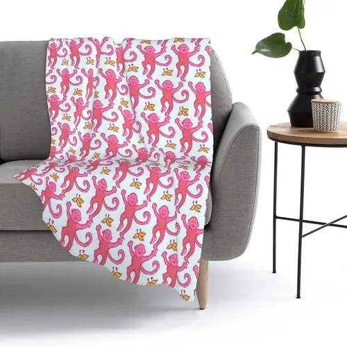 Miniatura 2 de Manta de preppy, linda y divertida manta de monos decorativos, regalos para niñas y niños, súper cálida y suave, manta de franela de forro polar