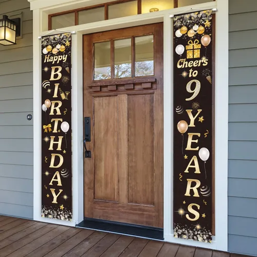 Miniatura 7 de Cartel de Feliz cumpleaños para la puerta, color negro