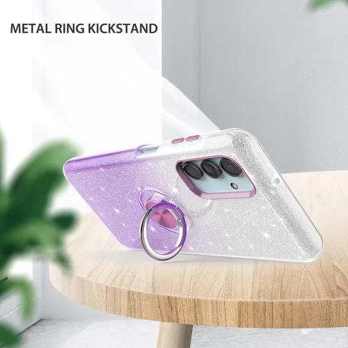 Miniatura 4 de TJS Funda compatible con Samsung Galaxy A54 5G, con protector de pantalla de vidrio templado, anillo de metal, soporte magnético, tono brillante