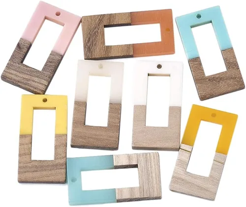 Miniatura 30 de Mega Pet Colgante de resina y madera de nogal para hacer joyas de bricolaje