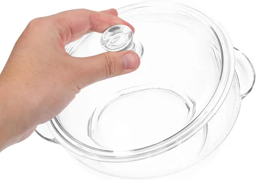 Miniatura 3 de Cacerola de vidrio transparente con tapa y asas, olla de 2.5 L para cocinar, hornear, servir, microondas y horno