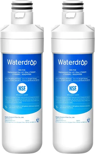 Waterdrop LT1000PC ADQ747935 MDJ64844601 Filtro de agua para refrigerador, reemplazo para LG® LT1000P®, ADQ74793501, ADQ74793502, Kenmore 46-9980,