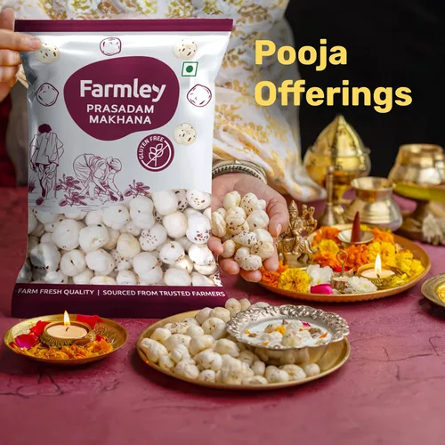 Miniatura 8 de Farmley Phool Makhana crudo sin gluten Foxnuts crudos, semillas de loto reventadas, 100% natural y crujiente, aperitivo nutritivo alto