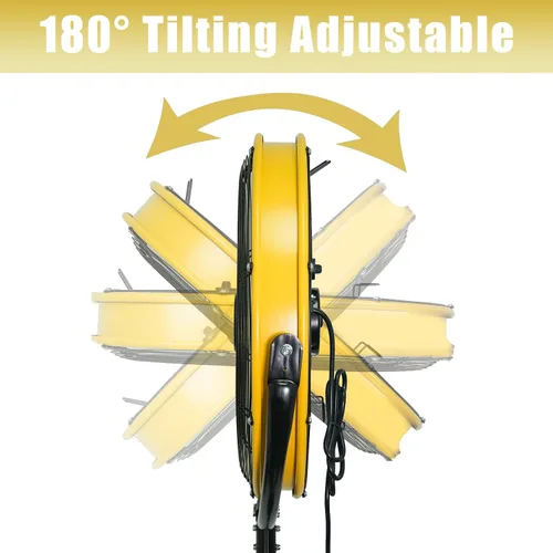 Miniatura 3 de HiCFM Ventilador de pedestal inclinable de 20 pulgadas, ventilador de pie de alta velocidad de 4300 CFM de 3 velocidades con potente motor de 1/5 HP