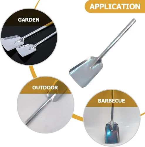 Miniatura 9 de Operitacx Pala para chimenea con mango largo de 15.74 pulgadas, para cenizas, para cenizas, herramienta de cocina ligera