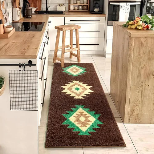 Miniatura 25 de DEXDE Alfombras de Baño Bohemias Marroquíes Alfombra de Baño 20x32 Pulgadas - Tapete de Baño Geométrico Antideslizante, Beige Crema Lavable a