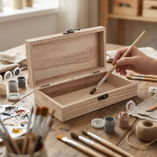 Miniatura 6 de FUNSUEI 10 cajas de madera de 7.9 x 3.9 x 2 pulgadas, caja de madera sin terminar, cajas de madera para manualidades, cajas de madera con tapa