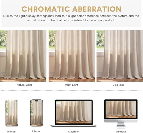 Miniatura 7 de PrinceDeco Cortinas de Lino de 63 Pulgadas de Largo con Trabillas Superiores Paneles de Tratamientos para Ventanas Semi Transparentes de Filtrado
