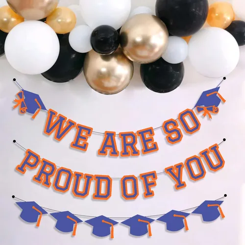 Miniatura 4 de Letrero con texto en inglés «We Are So Proud Of You», decoración para fiesta de graduación, guirnalda de tapa de felicitaciones, letrero de pared
