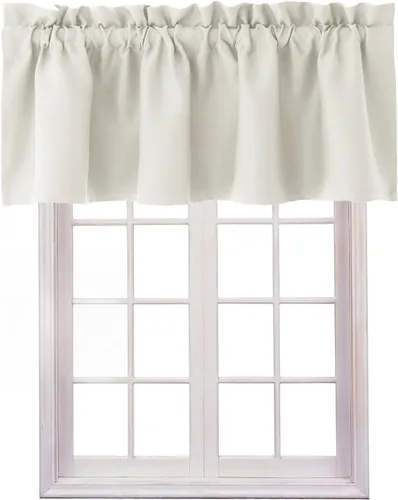 Miniatura 19 de Hiasan - Cortinas de cenefa negras con bolsillo para barra, cortinas opacas para ventanas de cocina, 52 x 18 pulgadas de largo, 1 panel Negro