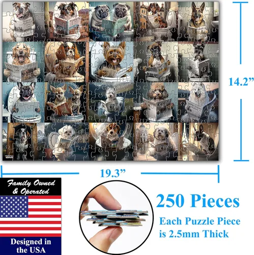 Miniatura 2 de Think2Master Pooping Dogs - Rompecabezas de 250 piezas con conmovedores cachorros y perros. Decoración perfecta para el baño, regalo de broma