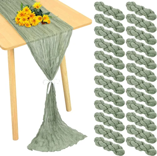 Miniatura 15 de Paquete de 24 caminos de mesa de estopilla de 20 x 120 pulgadas, camino de mesa de tela de queso a granel, romántico, bohemio, tela de gasa Beige
