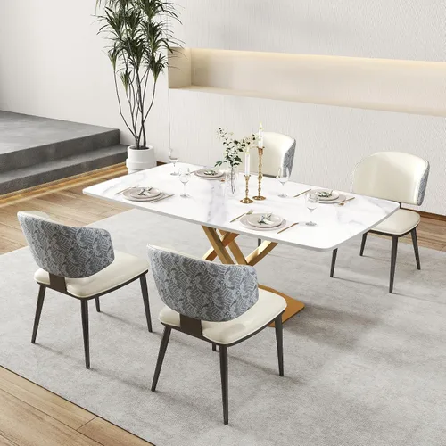 Miniatura 6 de Juego de 2 sillas de comedor, modernas sillas de comedor tapizadas, respaldo alto, piel sintética, silla de cocina, silla de comedor sin brazos