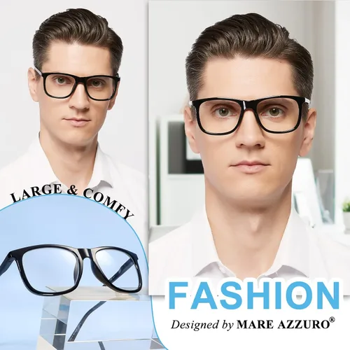 Miniatura 2 de MARE AZZURO Gafas de lectura cuadradas de gran tamaño para hombres lectores grandes 1.0 1.25 1.5 1.75 2.0 2.25 2.5 2.75 3.0 3.5 4.0 5.0 6.0