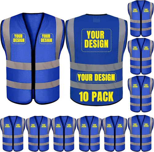 Miniatura 18 de BeautyWill Chaleco de seguridad personalizado Logo Clase 2 Chaleco reflectante de alta visibilidad con bolsillos Ropa de trabajo de construcción