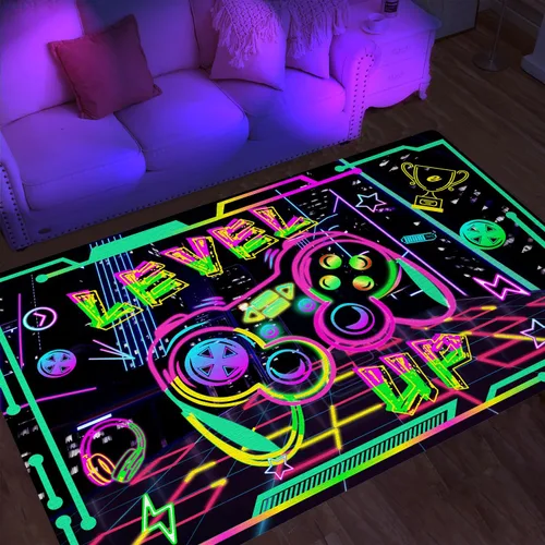 Alfombras de área de juegos para niños, alfombras geniales para jugadores, adolescentes, alfombras grandes de videojuegos para dormitorio, consola